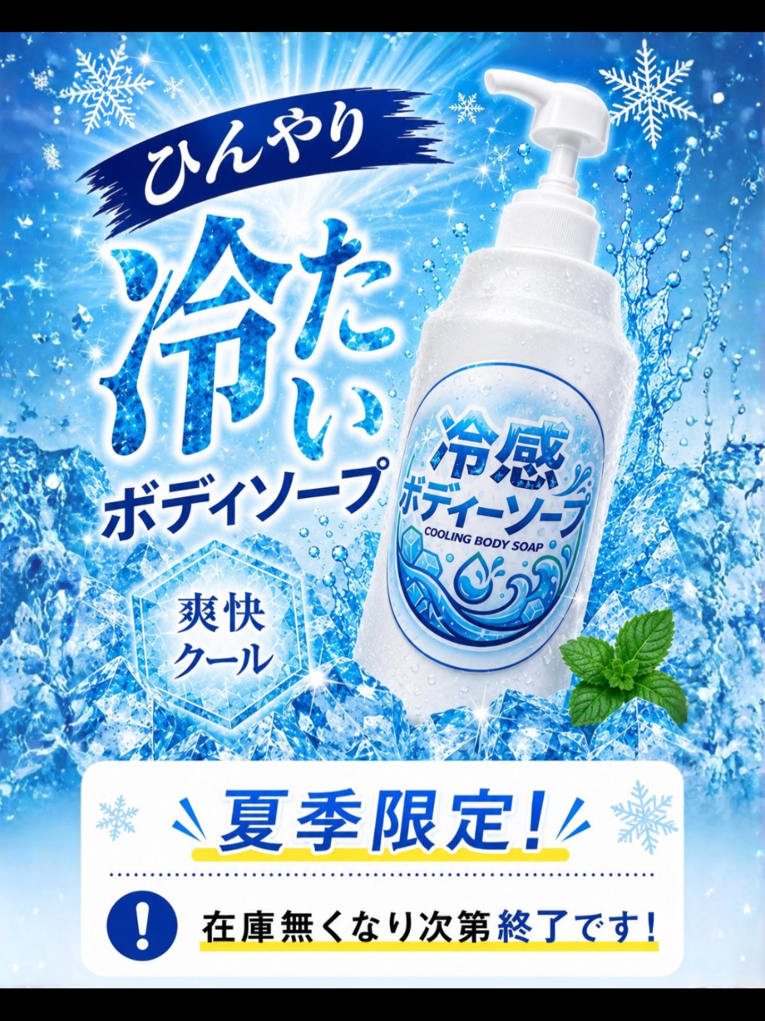 🧊 夏季限定！ひんやり冷感ボディソープ登場！ 🧊

暑い夏のトレーニング後におすすめ✨
シャワーのあと、ひんやり爽快なクール感を体感しませんか？❄️

8月16日（日）からスタート！

🫧 冷感
