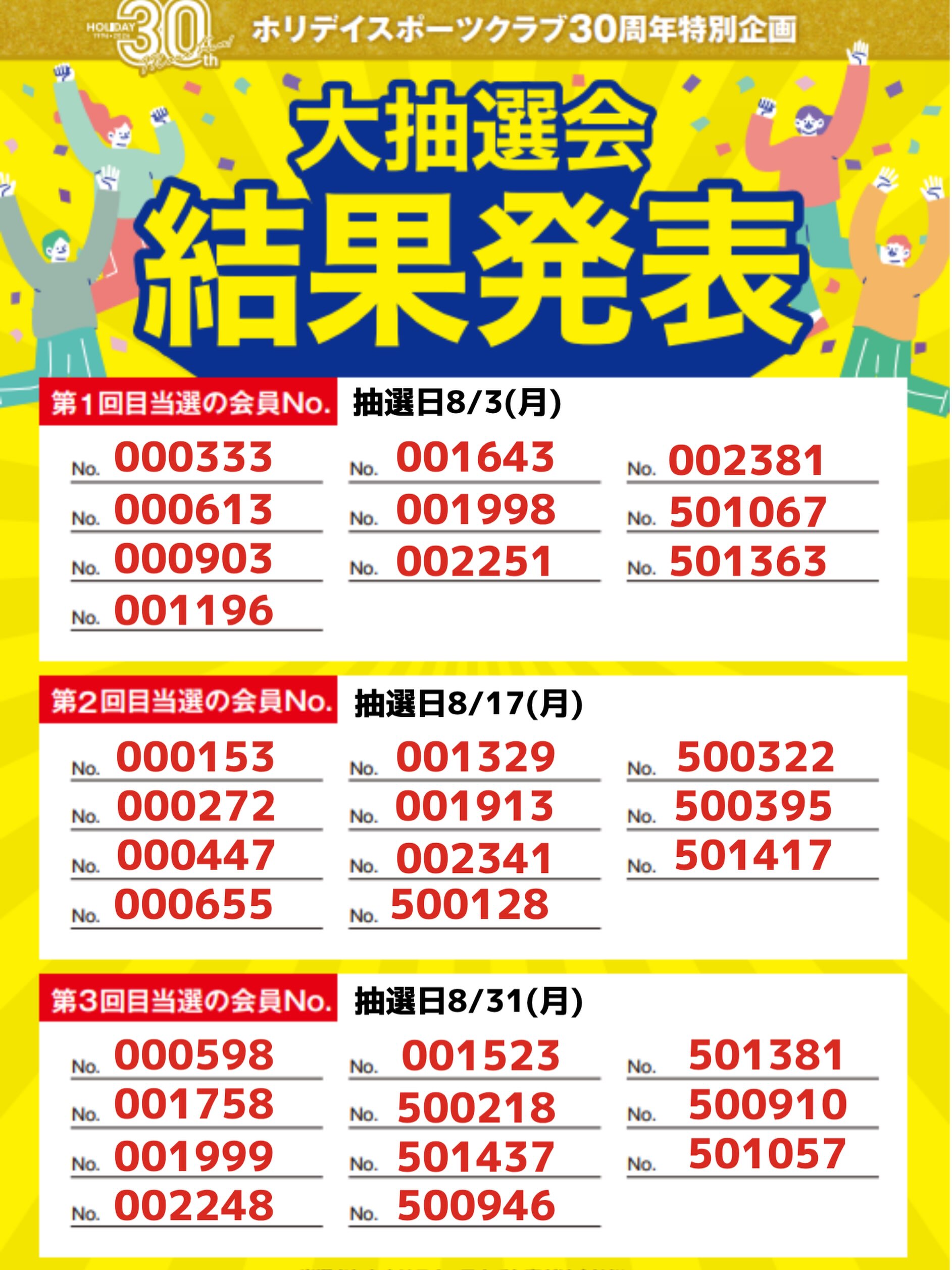 夏の大抽選会！！！
3回全ての抽選が終了しました☑️
当選者のAmazonギフト券お渡しは9月からとなります。

当選者の方はフロントにお越しいただき【会員番号】、【名前】をスタッフに伝えギフト券をも