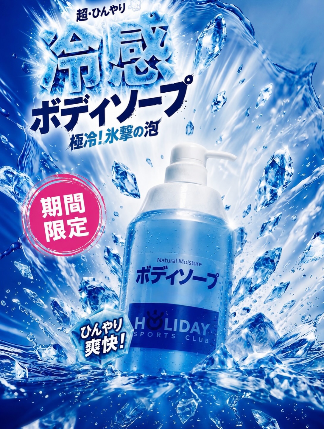 🧊冷感ボディソープ🧊

熱い夏にピッタリな冷感ボディソープを
お風呂エリアに設置しています🎶

ホリデイスポーツクラブのお風呂で
ひんやり爽快なバスタイムをお楽しみください！

期間：16日（日