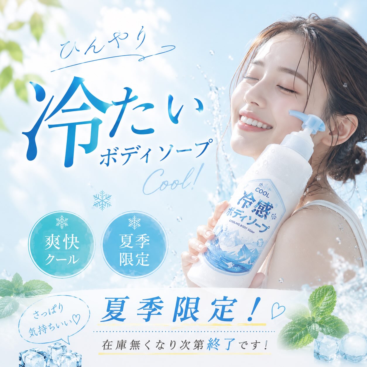 ⁡
⁡
【🧊🍧8月イベント❄️🫧】
冷感ボディーソープ
皆様お試しいただけましたか？？
⁡
8月限定になってます!!身体もひんやりサッパリ爽快感❄️
ぜひお楽しみください
⁡
中身が青色のボディ