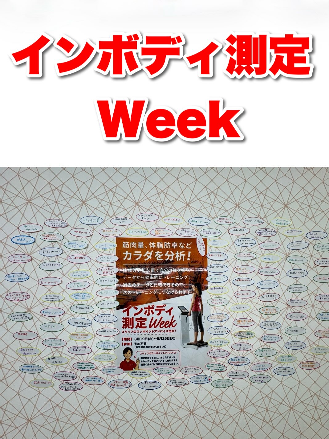 インボディ測定Week🔥

1週間たくさんの方に測定していただきました🙌

素敵な「目標」や「メッセージ」は
ジムエリアに掲示しています📝

皆様の目標をスタッフ一同、
一緒に叶えていきます☺️